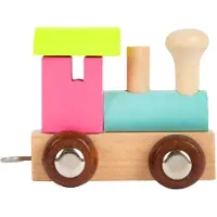 Small Foot - Houten Lettertrein Locomotief Gekleurd - 12 stuks