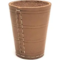 HOT Games Dobbelbeker - Dobbelspel Accessoire - Tuigleder 10 x 8 cm - Bruin