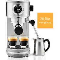 KitchenLove Pistonmachine - RVS Espressomachine - 20 Bar - Handmatig - Met Stoompijpje