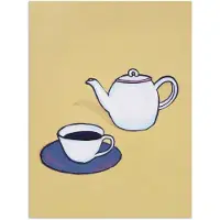 PosterMonkey Poster 60x80 cm - Theepot - Kopje - Beige - Illustratie - Posters - Kamer decoratie - Wanddecoratie woonkamer - Muurdecoratie slaapkamer