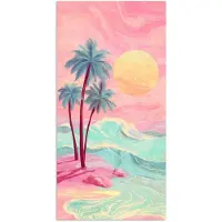 PosterMonkey Poster 75x150 cm - Palmbomen - Golven - Zee - Posters - Kamer decoratie - Wanddecoratie woonkamer - Muurdecoratie slaapkamer