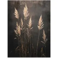 PosterMonkey Poster 90x120 cm - Siergras - Pluimen - Verlichting - Zwart - Posters - Kamer decoratie - Wanddecoratie woonkamer - Muurdecoratie slaapkamer