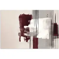 PosterMonkey Poster 60x40 cm - Penseelstreken - Abstract - Lijnen - Rood - Posters - Kamer decoratie - Wanddecoratie woonkamer - Muurdecoratie slaapkamer