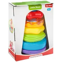 Little Stars - Stapeltoren met Babyrammelaar Vormenstoof - Babyspeelgoed - Peuterspeelgoed