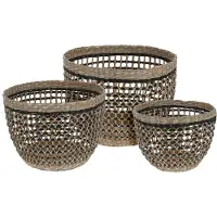 Z Mand rond zeegras set van 3 stuks Z Decoratief beeld of figuur