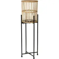 Home & Styling Lantaarn Op Standaard 19x19x25cm Beige beige Bamboe Lantaarn