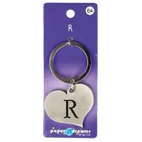 Paper Dreams Hart Sleutelhanger - R Zilver zilver Metaal Paperdreams Sleutelhanger