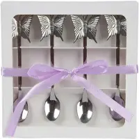 Décoris Theelepelset Vlinder 4-delig Rvs Zilver zilver RVS Lepel