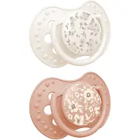 Difrax lovi Fopspeen Dynamisch - Classy - 0 tot 6 Maanden - Blossom - Wit & Oranje - 2 Stuks