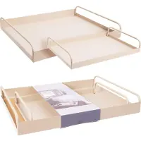 Home & Styling Dienblad Set Van 2 Metaal Zandkleur Beige beige Metaal