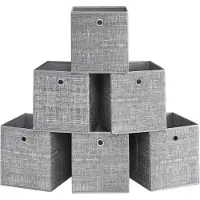 Songmics Opbergdozen set van 6 van non-woven stof met handvat, Heide grijs