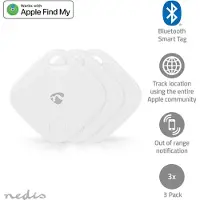 Nedis Keyfinder | Geschikt voor: Apple Find My App | Batterij Gevoed | 1x CR2032 | Incl. batterij(en) | Bluetooth-versie: 5.1 | Batterijlevensduur tot: 1 Jaar | Wit | 1 Stuks