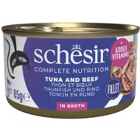 Schesir 12x Complete & Balanced Kattenvoer Tonijn en Rundvlees in Boullion 85 gr