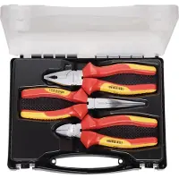 Promat /Tecwerk Set tangen | inhoud 3-delig VDE | verchroomd | kunststof koffer - 4000810096