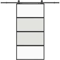 vidaXL - Schuifdeur - met - beslagset - 102,5x205 - cm - gehard - glas - zwart