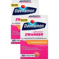 Davitamon Mama Compleet Zwanger - multivitamine bij kinderwens en zwangerschap - Bevat extra foliumzuur en vitamine D3 - 2 x 60 tabletten - BUNDEL