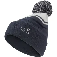 Jack Wolfskin - Kid's Stripy Pompom Beanie - Muts 49-50 cm, zwart
