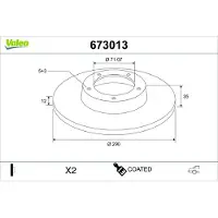 Valeo 673013 Remschijf