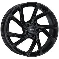 Mak 19-inch aluminium velg, merk Kassel, afmetingen 19"x8.5", 5x112 boutgaten, ET38, naafdiameter 57.1mm. Velg in zwarte kleur