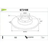 Valeo 673108 Remschijf