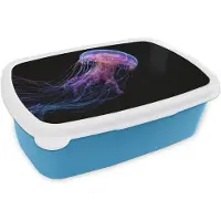MuchoWow Broodtrommel Blauw - Lunchbox Kwal - Doorzichtig - Roze - Tentakels - Brooddoos 18x12x6 cm - Brood lunch box - Broodtrommels voor kinderen en volwassenen