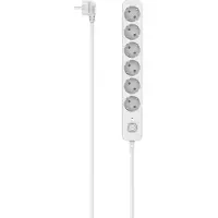 Hama stekkerdoos met schakelaar, 6-voudig, 1,4 meter (stekkerdoos met overspanningsbeveiliging, 6 stopcontacten, meerwegstekker, met aanraakbeveiliging, LED, 45°) wit