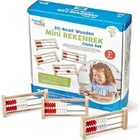 Hand2mind Mini 20 Kraal Houten Rekenrek Klassenset Telraam voor kinderen Wiskunde Wiskundige manipulaties Kleuterschool Telrek voor kinderen Tellers