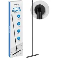Sanova Luxe Vloertrekker - Roestvrij - Zwart - Douchewisser - Vloertrekker met steel - Vloerwisser - Trekker Douche en Badkamer vloer
