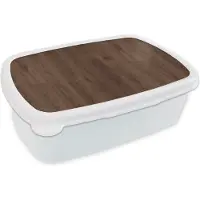 MuchoWow Broodtrommel Wit - Lunchbox - Brooddoos - Bruin - Patronen - Hout - 18x12x6 cm - Volwassenen