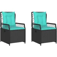 vidaXL Liggende tuinstoelen 2 stuks zwart polyrotan
