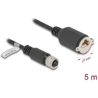 DeLOCK M12 Cable D-coded 4 pin female to RJ45 jack for installation Cat.5e FTP 5 m black