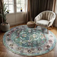 Muratap Picasso pablo vintage rond vloerkleed groen / multi laagpolig- 160
