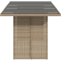 vidaXL Tuintafel met glazen blad 190x80x74 cm poly rattan beige