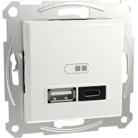 Schneider Electric EPH2770421D Wandcontactdoos met USB Asfora Wit (glanzend) 1 stuk(s)