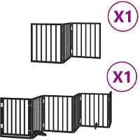 vidaXL Hondenhek inklapbaar 9 panelen 450 cm populierenhout zwart