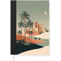 MuchoWow Notitieboek - Schrijfboek - Nachtlandschap - Kamelen - Sterren - zandduinden - Notitieboekje klein - A5 formaat - Schrijfblok