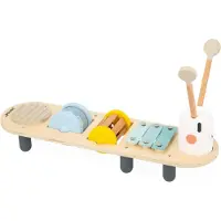 Janod Sweet Cocoon - Muziektafel Rups - 5 Geluidsactiviteiten Om Melodietjes Te Creëren - Met 3 Afneembare Rammelaars - Geschikt Vanaf 12 Maanden