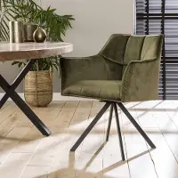 Dimehouse Set van 2 Eetkamerstoelen Lino Velvet Groen Draaibaar - Velvet - Design