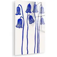 MuchoWow Glasschilderij 120x180 cm - Schilderij acrylglas - Bloemen - Blauw - Lijnen - Bloemblaadjes - Foto op glas - Muurdecoratie woonkamer - Wanddecoratie slaapkamer - Schilderijen