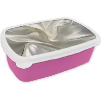 MuchoWow Broodtrommel Roze - Lunchbox Stof - Plooien - Goud - Brooddoos 18x12x6 cm - Brood lunch box - Broodtrommels voor kinderen en volwassenen