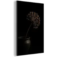 MuchoWow Aluminium schilderij 120x180 cm - Wanddecoratie metaal - Bol - Gedroogd - Vaas - Zwart - Metalen muurdecoratie woonkamer - Decoratie industrieel - Foto op dibond - Industriële accessoires slaapkamer