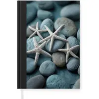 MuchoWow Notitieboek - Schrijfboek - Zeesterren - Stenen - Wit - Notitieboekje klein - A5 formaat - Schrijfblok