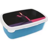 MuchoWow Broodtrommel Blauw - Lunchbox Aansteker - Vlam - Donker - Brooddoos 18x12x6 cm - Brood lunch box - Broodtrommels voor kinderen en volwassenen