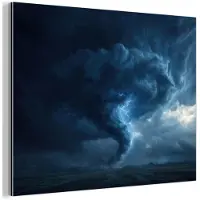 MuchoWow Aluminium schilderij 160x120 cm - Wanddecoratie metaal - Tornado - Duister - Wolken - Metalen muurdecoratie woonkamer - Decoratie industrieel - Foto op dibond - Industriële accessoires slaapkamer