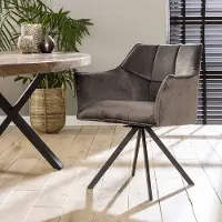 Dimehouse Set van 2 Eetkamerstoelen Lino Velvet Antraciet Draaibaar - Velvet - Design