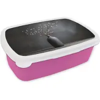 MuchoWow Broodtrommel Roze - Lunchbox Takken - Vaas - Bolletjes - Wit - Brooddoos 18x12x6 cm - Brood lunch box - Broodtrommels voor kinderen en volwassenen