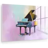 MuchoWow Glasschilderij 180x120 cm - Schilderij acrylglas - Piano - Pastel - Elegant - Dromerig - Foto op glas - Muurdecoratie woonkamer - Wanddecoratie slaapkamer - Schilderijen