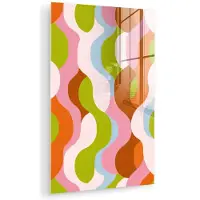 MuchoWow Glasschilderij 120x180 cm - Schilderij acrylglas - Abstract - Vormen - Roze - Foto op glas - Muurdecoratie woonkamer - Wanddecoratie slaapkamer - Schilderijen
