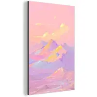MuchoWow Aluminium schilderij 120x180 cm - Wanddecoratie metaal - Bergtoppen - Wolken - Dromerig - Metalen muurdecoratie woonkamer - Decoratie industrieel - Foto op dibond - Industriële accessoires slaapkamer