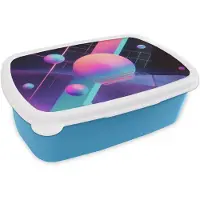 MuchoWow Broodtrommel Blauw - Lunchbox Cirkels - Vlakken - Abstract - Blauw - Brooddoos 18x12x6 cm - Brood lunch box - Broodtrommels voor kinderen en volwassenen